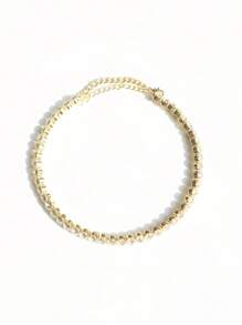 1 件闪亮时尚水钻项链，女士珠宝配饰，适合婚礼新娘礼服、庆典活动 - 金色 - 查看 2