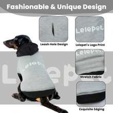 腊肠犬连帽衫、小狗运动衫、腊肠犬套头衫（带有 Lelepet 印花）、保暖羊毛狗套衫、腊肠犬冬季柔软狗服装 - 藍色 - 查看 4