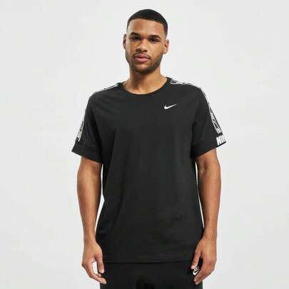 Nike Mens NSW Repeat Tape T Shirt Jersey Cotton Casual Crew Tee