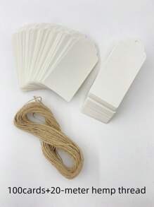 100pcs, Kraft Paper Gift Labels With Yellow Rope, Blank Commodity Price Hanging Labels, Bulk Brown Labels For Wedding, Birthday, Holiday And Party Gifts, Arts And Crafts Packaging, DIY Gift Decoration Labels And Hanging Decorations.