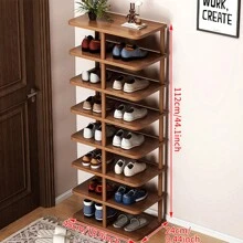 6/8 Tier Vertical Shoe Rack Tall Narrow Shelf Storage Organizer Slim Shoe Tower - Chocolate Brown - View 9