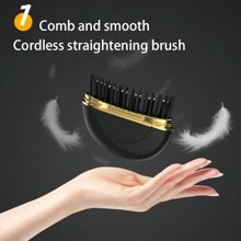 便携式迷你无绳直发器，3 种加热设置，防烫，适合日常旅行使用，适用于男士长胡须和女士头发，男女通用礼物 - 黑色 - 查看 5