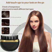 便携式迷你无绳直发器，3 种加热设置，防烫，适合日常旅行使用，适用于男士长胡须和女士头发，男女通用礼物 - 黑色 - 查看 2