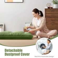Lifezeal Twin/Queen/Full Futon Mattress Japanese Floor Sleeping Pad Washable Cover Carry Bag Black/Green/Grey - 綠色-雙人床 - 查看 7