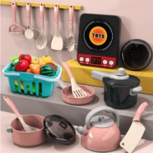 Kitchen Toys Set, Mini Simulation Kitchen Toys For Kids, Kitchen Utensils, Including Pressure Cookers, Induction Cookers And Cutlery, Food - 83-piece Pink Suit - View 2
