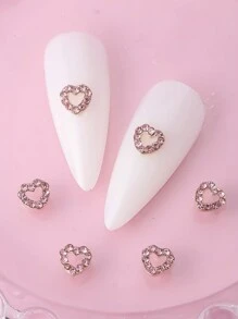 10 pièces Charms d'ongles de la Saint-Valentin Mini Charms en forme de cœur, fournitures pour ongles de style luxueux rouge rose Y2K, convient pour les accessoires d'ongles multifonctionnels DIY, les ongles courts, la French manucure - Multicolore - Voir 5