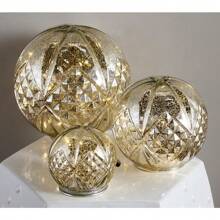 Collection Set Of 3 Illuminated Mercury Glass Spheres - Silver - View 1