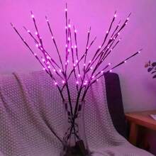 1 件 20 LED 仿真树枝花插灯串，房间装饰灯，树枝灯，室内装饰照明，适用于婚礼、生日、圣诞仙女灯，带树枝设计（不含电池，请自备 2 节 AA 电池）