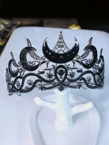 Kronen-Haarteil Haarschmuck, Mond Stern Sonnen Göttin Haarspangen, mit Strass verzierte Krone, universell für Damen und Herren