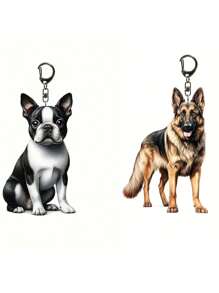 1pc Acrylic Boston Terrier Keychain, Cute 2D Animal Keychain, Cartoon Style Key Accessory, Suitable For Pet Lovers, No Size Car Accessories Bag Charm Backpack For School Animal Goth Y2k Bag Accessories Lanyards With Id Holder Car Accessories Bag Charms