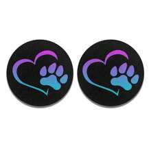 2 pièces sous-verres pour voiture en forme de patte de chien  pour femmes et hommes, dessous de verre absorbant pour porte-gobelet avec encoche pour décoration de voiture