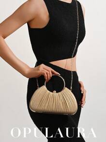 OpulAura Women's Metallic Luxury Evening Clutch Bag, Sophisticated Leather Handbag, Glam Sparkling Party Purse For Formal Dresses, Suitable For Gala, Ball, Party, Wedding, Bride, Bridesmaid, Birthday Celebration