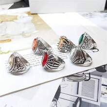 Set de 5/10 anillos de cristal sintético de estilo boho y lujo, anillos de declaración de moda para hombres y mujeres, regalo creativo para San Valentín, adecuado para uso diario en todas las estaciones, para San Valentín, mamá, madre, Día de la Madre, regalo