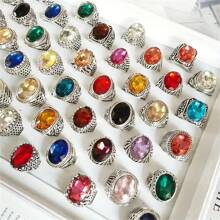 Set de 5/10 anillos de cristal sintético de estilo boho y lujo, anillos de declaración de moda para hombres y mujeres, regalo creativo para San Valentín, adecuado para uso diario en todas las estaciones, para San Valentín, mamá, madre, Día de la Madre, regalo