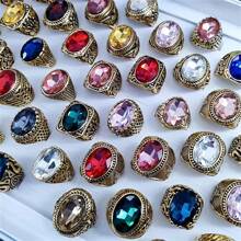 Set de 5/10 anillos de cristal sintético de estilo boho y lujo, anillos de declaración de moda para hombres y mujeres, regalo creativo para San Valentín, adecuado para uso diario en todas las estaciones, para San Valentín, mamá, madre, Día de la Madre, regalo