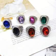 Set de 5/10 anillos de cristal sintético de estilo boho y lujo, anillos de declaración de moda para hombres y mujeres, regalo creativo para San Valentín, adecuado para uso diario en todas las estaciones, para San Valentín, mamá, madre, Día de la Madre, regalo
