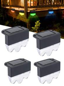 2pcs Solar LED Deck Lights, Solar Step Lights, Outdoor Staircase Lights, Solar Patio Lights, Outdoor Lighting Warm Light/Color Light, Slow Color Change, External Garden, Access, Courtyard, Patio, Guardrail Lighting, Landscape Decoration Atmosphere Lights, Solar Lights Outdoor - Color light + warm light - View 2