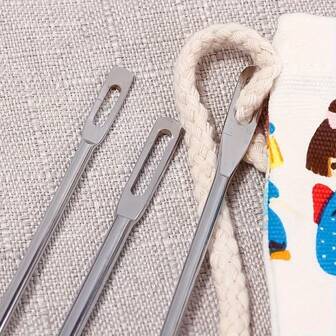 3 件套弹性腰带穿线器套装 - 适用于缝纫、针织和工艺品的简易穿线拉绳工具，结构耐用，银灰色