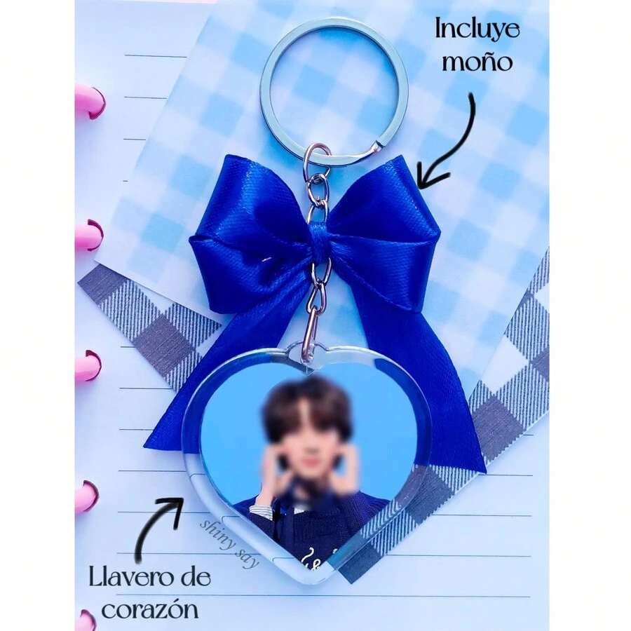 Fashion Acrylic Heart Keychain Red Bow Flat Ring