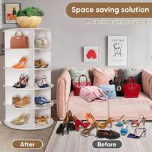 Zapatero giratorio en torre, organizador de zapatos giratorio de 360°, zapatero giratorio independiente, expositor de zapatos giratorio Lazy Susan para entrada, con capacidad para 20 pares de zapatos - 5 niveles - Ver 2