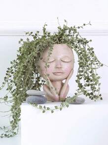 1 件优雅椭圆形树脂花瓶带排水装置 - 室内/室外条纹花盆和植物架，适用于家庭和庭院装饰