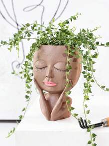 1 件优雅椭圆形树脂花瓶带排水装置 - 室内/室外条纹花盆和植物架，适用于家庭和庭院装饰