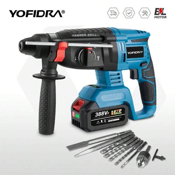 Yofidra 1680W 26MM Bürstenloser elektrischer Bohrhammer SDS-Schlagbohrhammer Elektrowerkzeug-Set