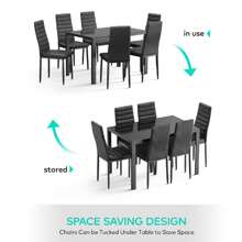 Bealife 4- Chair And 6- Chair Dining Set Available, Glass Dining Table, High Back PU Leather Chairs For Living Room, Dining Room - Black - View 11