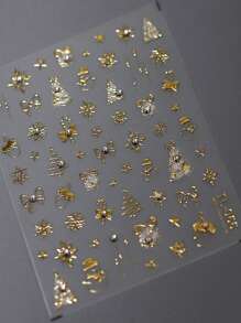 1pc Elk/Snowman/Bow Nail Charm Sticker Diamond Jewelry DIY Art Y2K Style Winter 3D Nail Art Decoration Ornaments - Multicolor - View 12