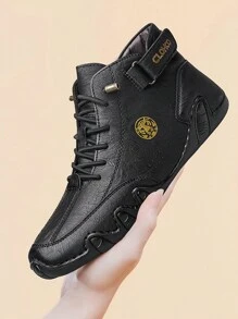 CLOHOO 品牌手工缝制软底软壳章鱼男士踝靴，男士高帮皮革马靴 - 黑色 - 查看 6