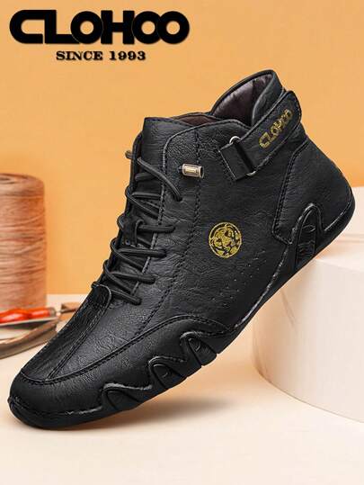  CLOHOO 品牌手工缝制软底软壳章鱼男士踝靴，男士高帮皮革马靴