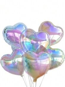 5/10 Stück 18-Zoll klare Laser Mehrfarbige Herz-förmige Aluminiumfolien Ballons, holografische Herz-Folien Ballons, ideal für Geburtstagsfeiern, Hochzeits- & Verlobungsdekorationen (Nicht für Helium geeignet)