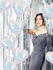 5/10 Stück 18-Zoll klare Laser Mehrfarbige Herz-förmige Aluminiumfolien Ballons, holografische Herz-Folien Ballons, ideal für Geburtstagsfeiern, Hochzeits- & Verlobungsdekorationen (Nicht für Helium geeignet)