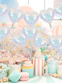 5/10 Stück 18-Zoll klare Laser Mehrfarbige Herz-förmige Aluminiumfolien Ballons, holografische Herz-Folien Ballons, ideal für Geburtstagsfeiern, Hochzeits- & Verlobungsdekorationen (Nicht für Helium geeignet)