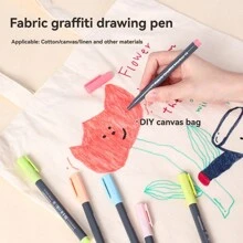 Juego de 6 colores de marcadores textiles de tela, a prueba de agua y permanentes, con punta fina para pintar a mano textiles, camisetas, etc. Ideal para manualidades y regreso a clases