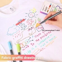 Juego de 6 colores de marcadores textiles de tela, a prueba de agua y permanentes, con punta fina para pintar a mano textiles, camisetas, etc. Ideal para manualidades y regreso a clases