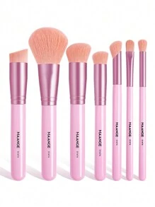 MAANGE 7Pcs Professional Facial Makeup Brush Set With Foundation Brush Concealer Brush Powder Brush Blush Brush Eyeshadow Brush Nose Shadow Brush Contour Brush,Makeup Tools With Soft Fiber For Easy To Carrying,Brush For Travel,Gift For Women&Girls - 粉色 - 查看 4
