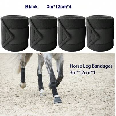 4 件装马裹布，双面羊毛马腿裹布，马术用品