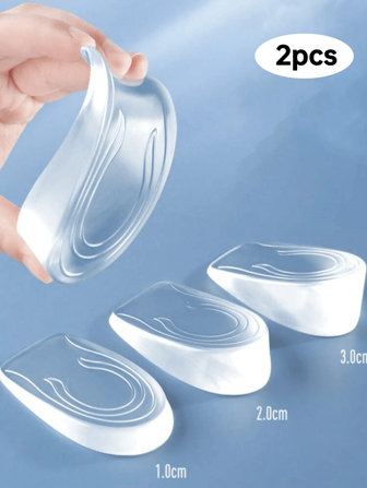 2pcs Of Silicone Transparent Height-Increasing Insoles For Men And Women, Half-Pad Height-Increasing Heel Pads, Elastic Pads, Heel Pads For Boots, No Tiring Feet When Exercising