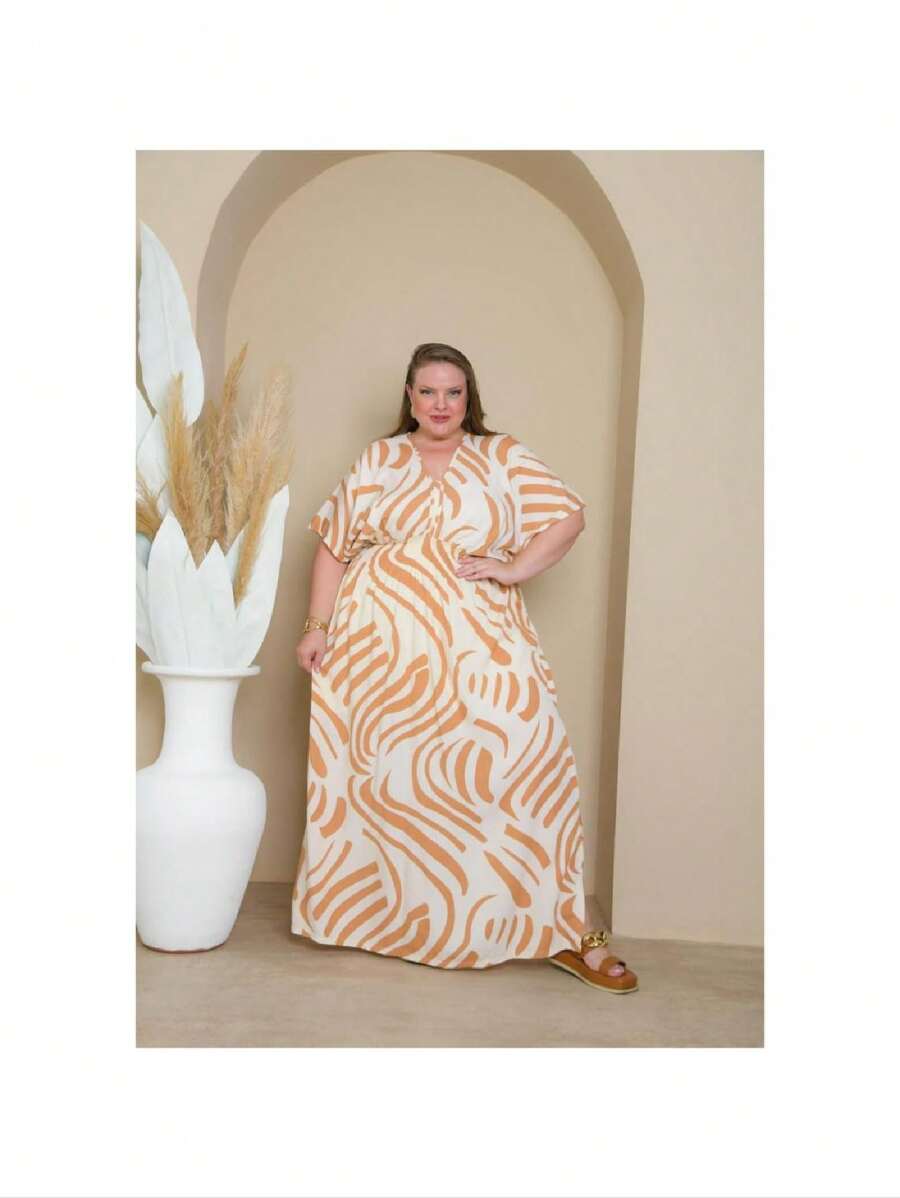 PLUS SIZE DRESS - 米色 - 查看 1