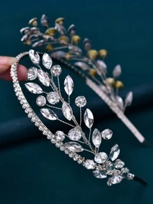 Diadema hecha a mano de color plateado con cristales, accesorios de moda para el cabello para mujeres y niñas, apropiada para novias