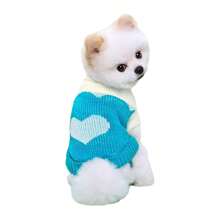 Suéteres de malha multicoloridos para cães, outono/inverno, roupas quentes e casuais para animais de estimação com estampas de coração e diamante