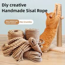1Pc Cat DIY Sisal Cat Climbing Frame Special Cotton And Linen Rope, Scratch-Resistant Cat Scratching Post, Cat Scratching Board, Cat Toy Hemp Rope Rope - Mustard Yellow - View 2