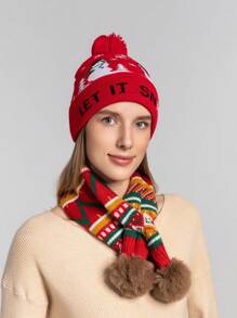 1 件男女通用圣诞鹿图案针织弹力无檐小便帽，适合家庭、圣诞节、冬季保暖毛衣针织帽、节日派对配饰冬季圣诞无檐小便帽 - 彩色 - 查看 2