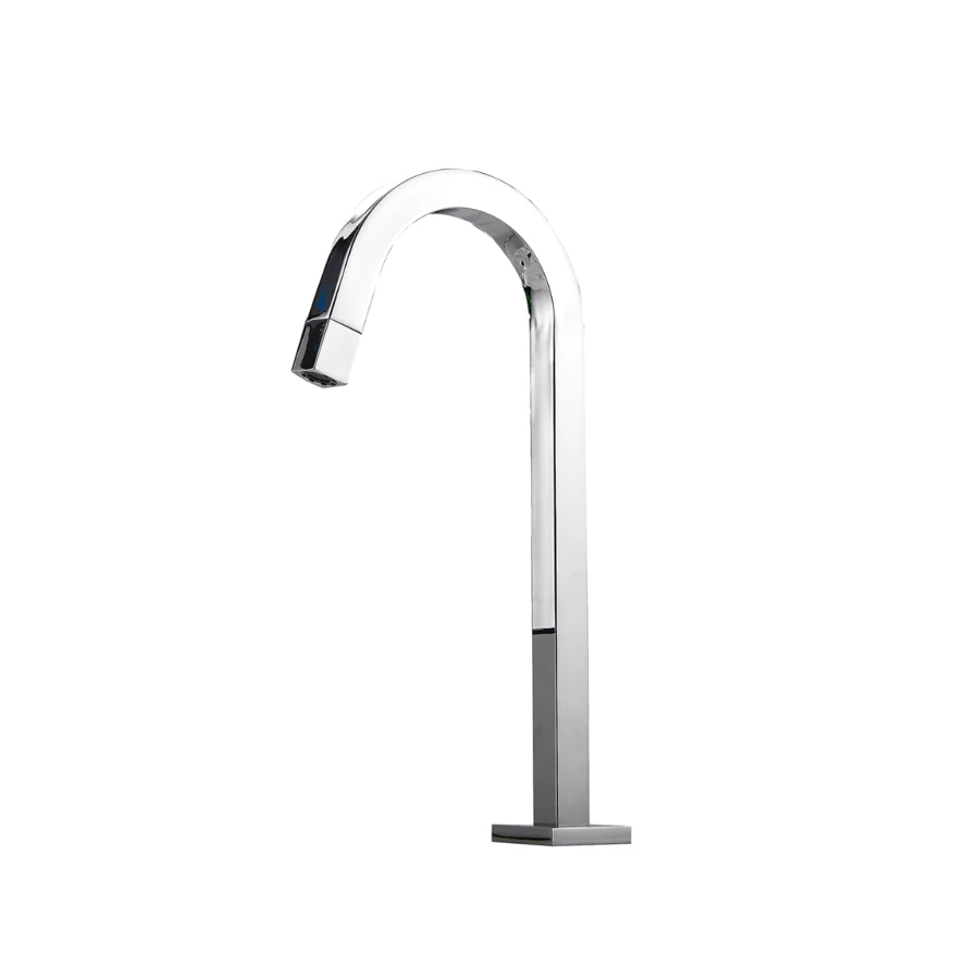Bathroom Sink Faucet High Spout Luxury Matte Chrome Metal Cold Water - 鉻合金 - 查看 1