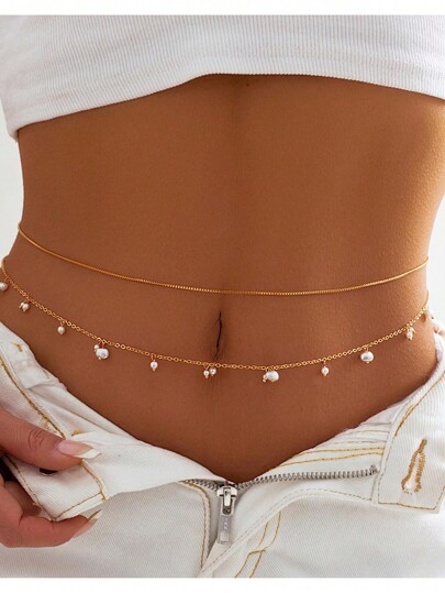 Cadena para la cintura para mujeres, cadena para la cintura con múltiples capas, ajustable, resistente al agua, sexy, cadena de satélite de cuentas para bikini, cadena para el Body de verano, no se ensucia, joyería de regalo para mujeres