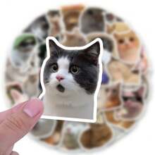 50PCS Funny Cat Stickers Vinyl Aesthetics Stickers For Scrapbooking, Diary, Laptop, Bumper, Skateboard, Water Bottle, Computer, Phone, Cartoon, Hard Hat, Car Stickers And Decals - Multicolor - View 4