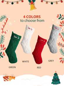 1 件定制刺绣圣诞袜、定制装饰、个性化圣诞袜、带有名字的个性化袜子、圣诞装饰、挂饰、圣诞树装饰、针织家庭袜、圣诞礼物、圣诞节家庭礼物、节日袜、字母袜子、节日装饰礼物、红色/灰色/白色/绿色、节日问候、送给他的礼物、送给她的礼物