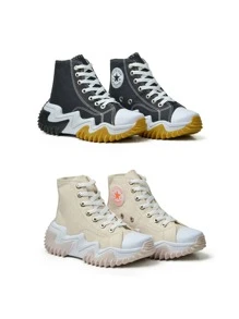Kit 2 Pairs Of Run Motion Women's Boots Launch Platform Tractor - Black/beige - View 1