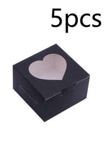5pcs/10pcs Valentine's Day Macaroon Bakery Box, Dessert Box With Window, Cookie Box, Small Snack Box, Mini Cake Box, Suitable For Sweets, Strawberry, Pastry, Candy Packaging